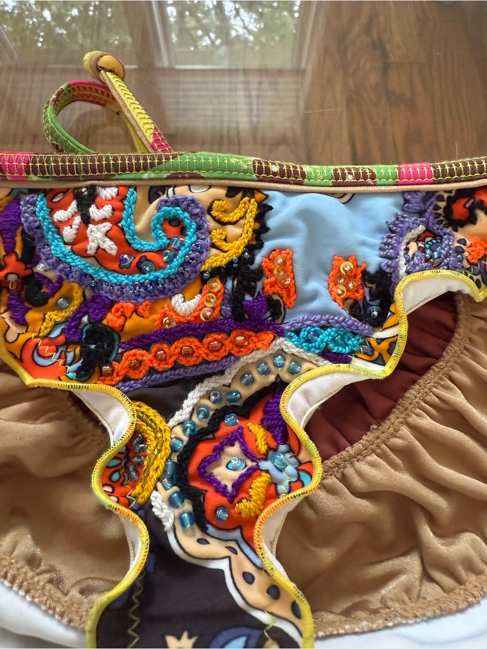 Agua Bendita Rare Carousel Edition Hand Embroidered Crochet Beadwork Bikini Sz S - Picture 13 of 16